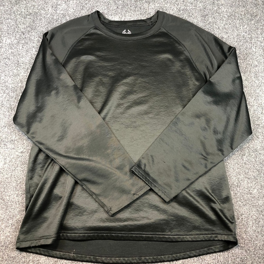 Realtree Mens Performance Long Sleeve Shirt XL Olive Green Raglan Activewear Top